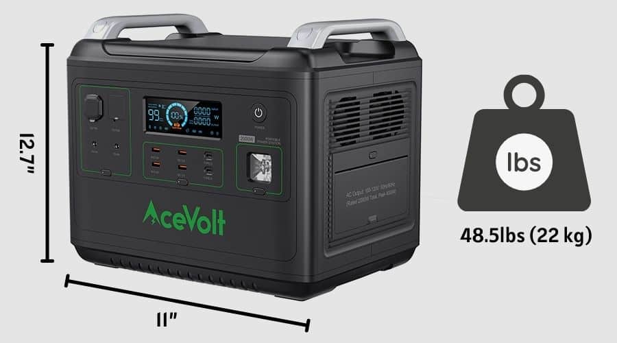 2000W LiFePO4 Portable Power Station: Weight and Dimensions