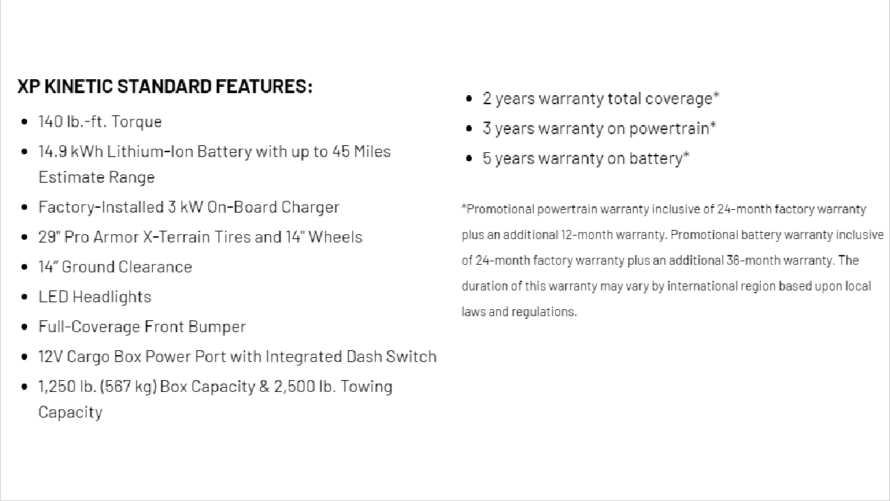 Performance Features of Polaris Ranger XP kinetic