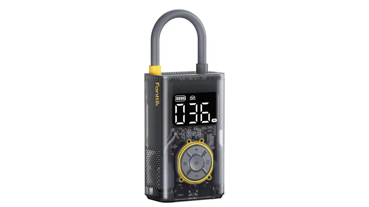 Compact tire inflator with digital gauge